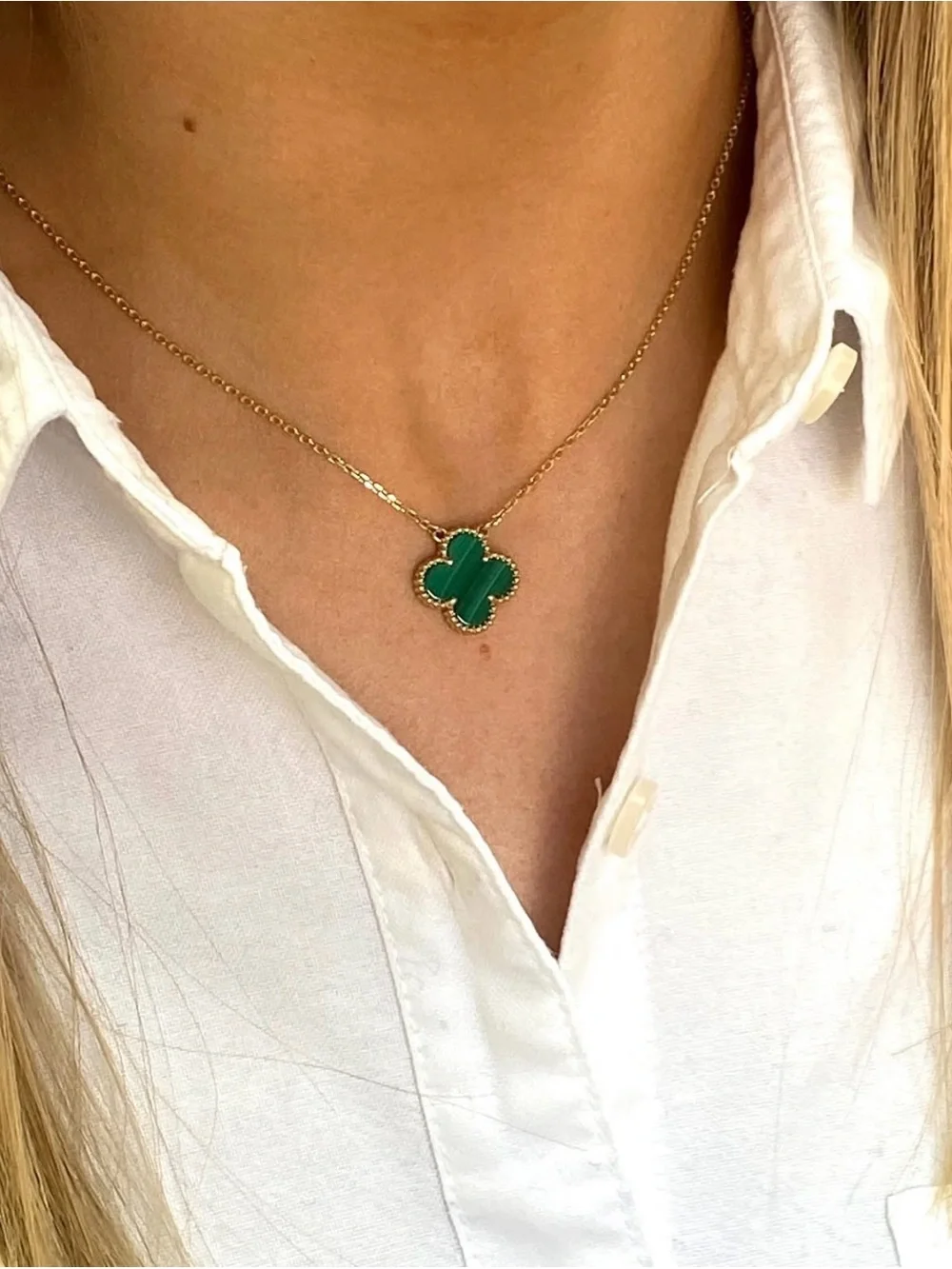 Green Clover Pendant Necklace Luxury Inspired